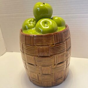 1950's Doranne of California Large Canister Cookie Jar- Green Apples